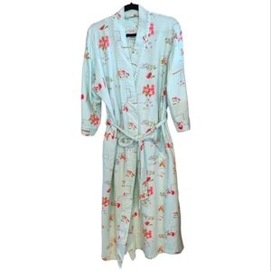 Anne Lewin Cotton Floral Wrap Maxi Robe Size Medium Cozy